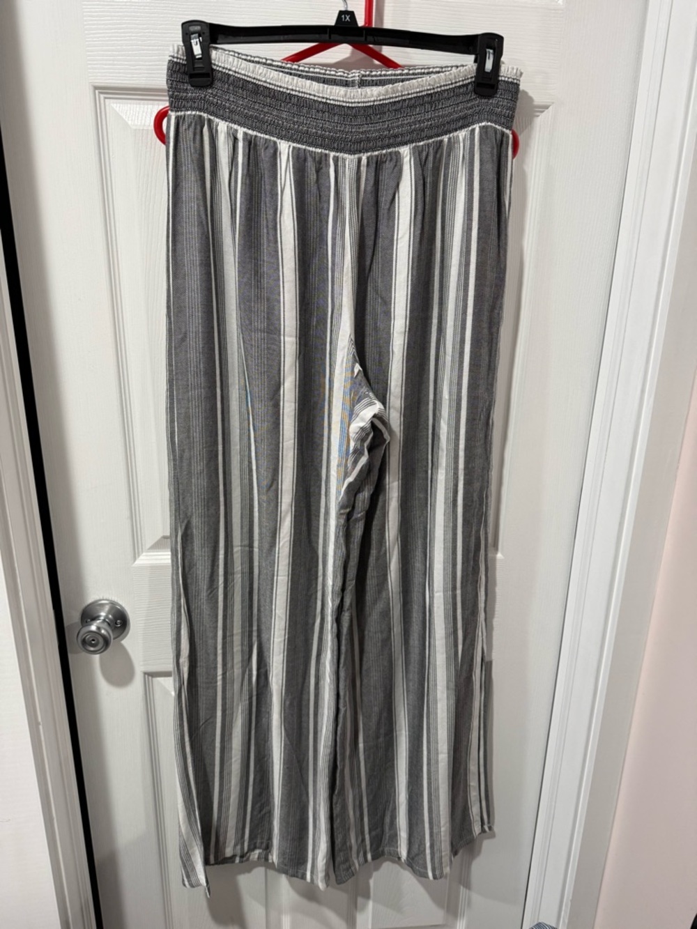 Allison Joy Black and White Striped Wide-Leg Pants